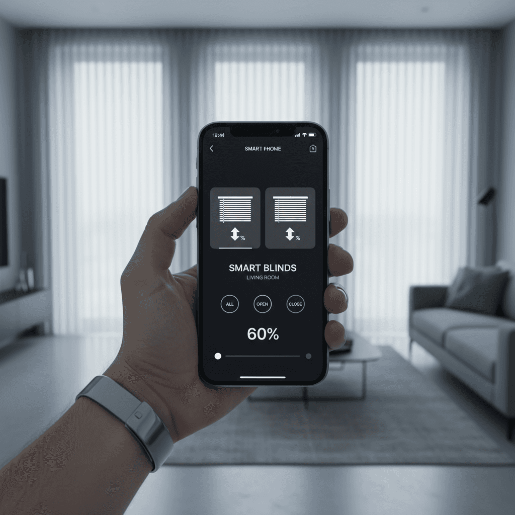 Smart home app controlling motorized blinds